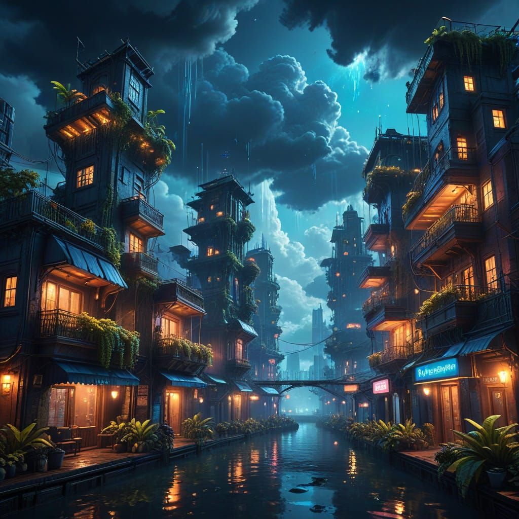 Dreamlike Floating City in the Sky