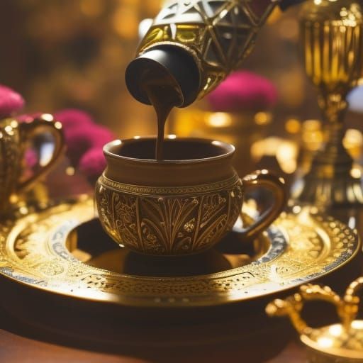 Pouring Coffee from Cezve: Digital Matte Painting