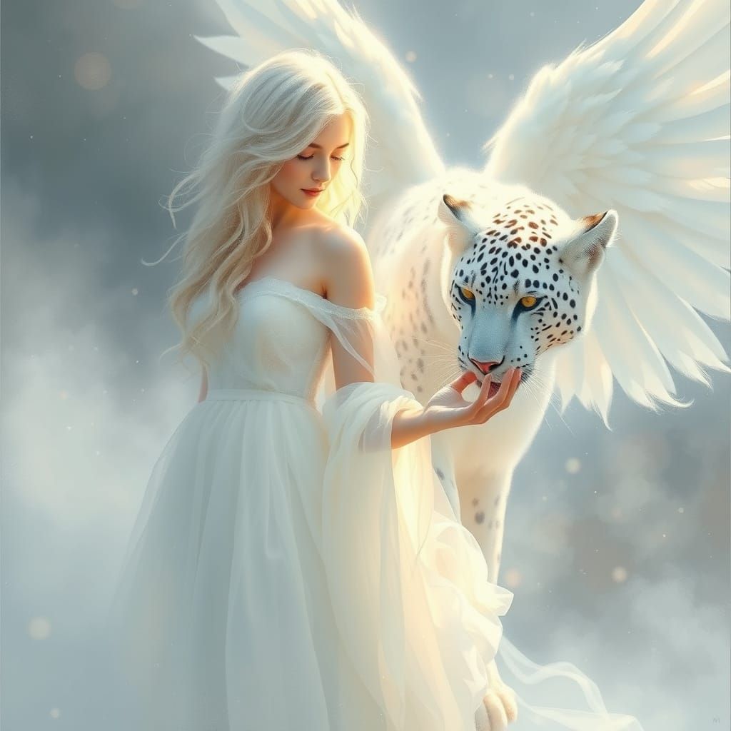 Ethereal Goddess Unveils Snowy Mystique in Dreamlike Scene