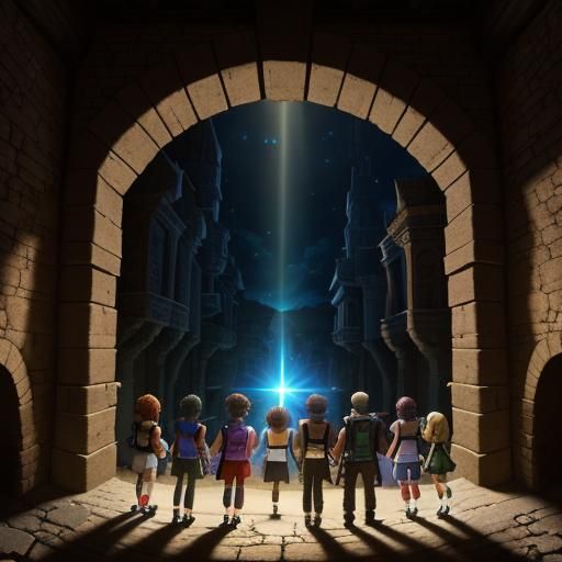 Cartoon Explorers Discover a Magical Vault