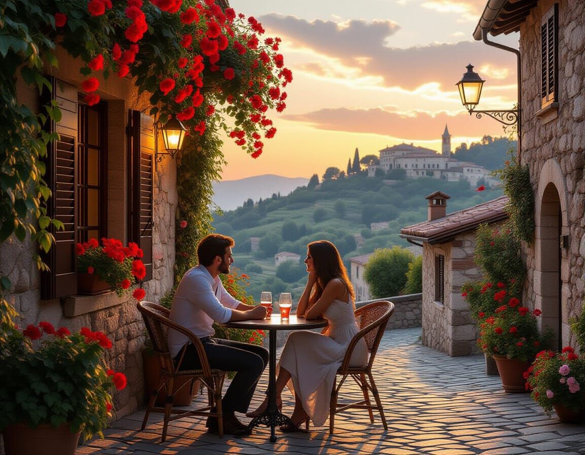 Romantic Sunset in Italy: Ethereal Fantasy Scene