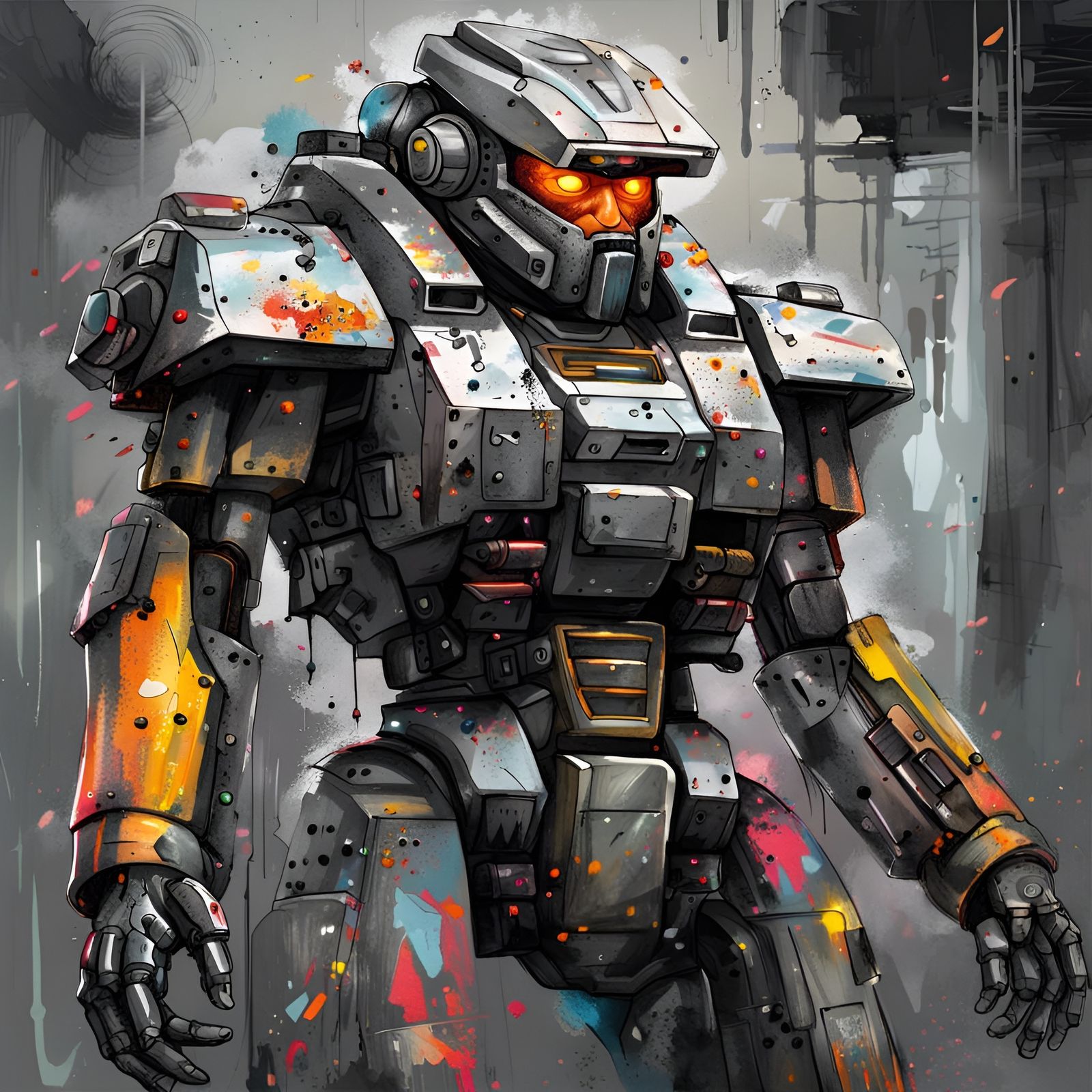 Mechwarrior in Graffiti Art Style