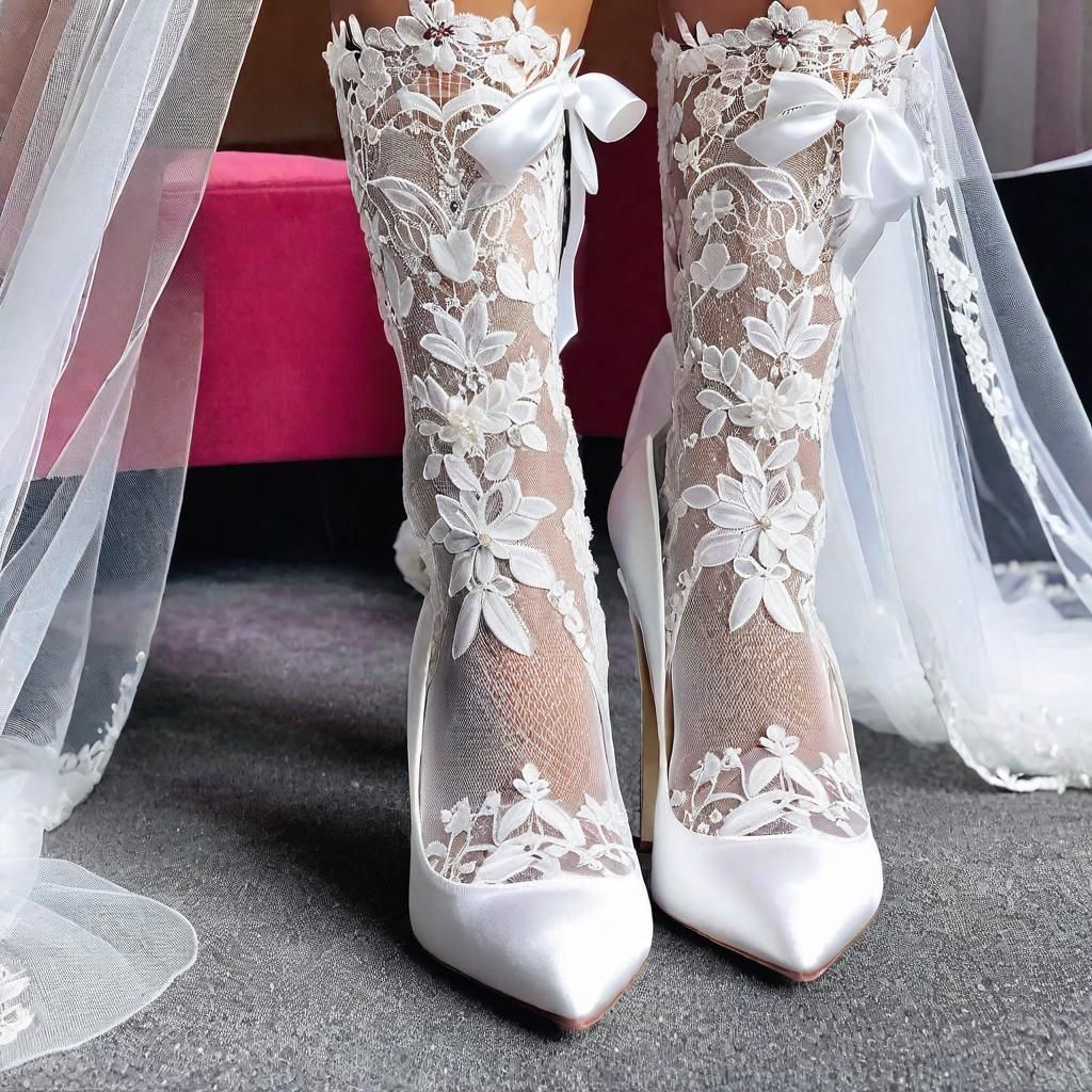 Close Up of Wedding Dress with Lace Details