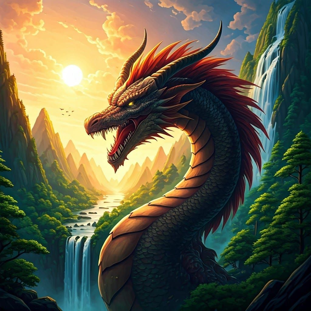 Majestic Dragon Soaring in Anime Style