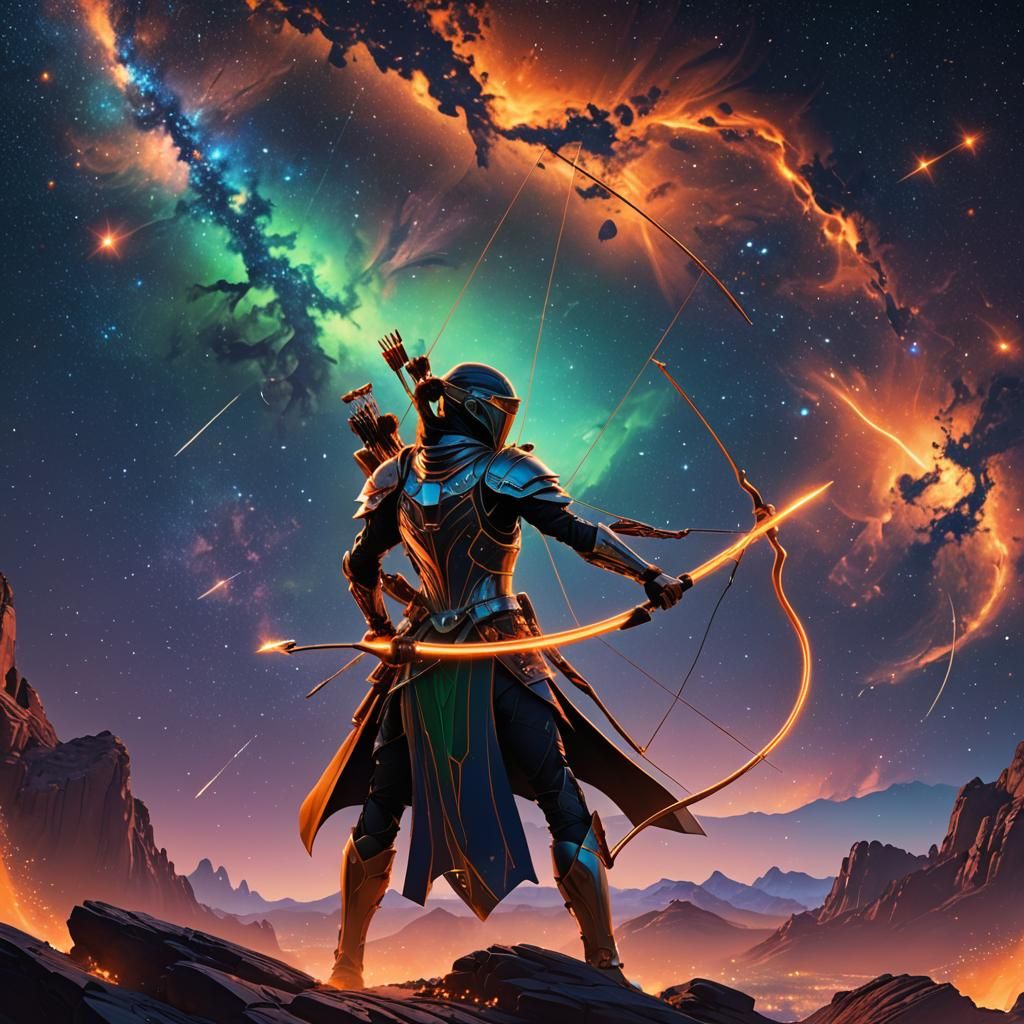 Sagittarius Archer in Starry Sci-Fi Landscape