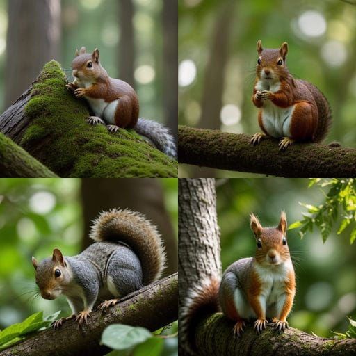 Cute Squirrel in Vibrant Bokeh Lighting