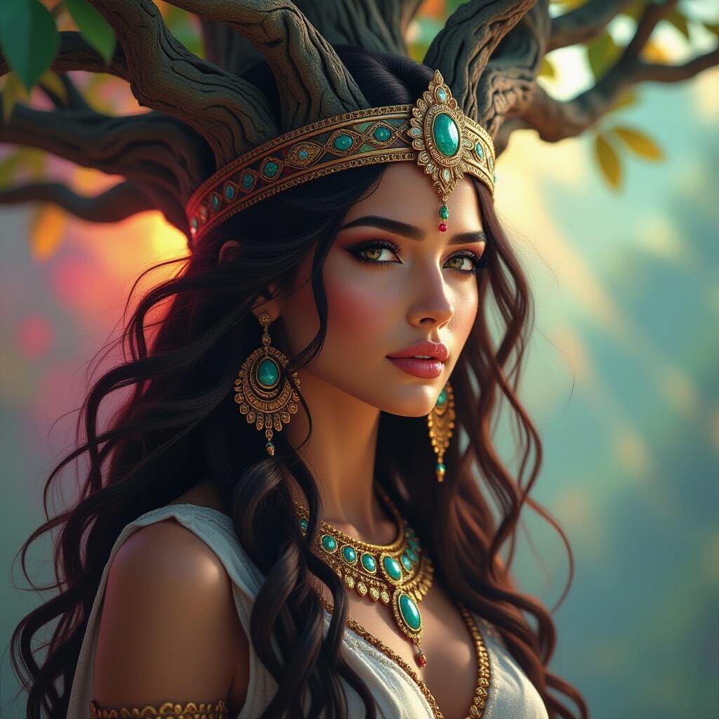 Asherah: Hebrew Tree Goddess in Splash Art Style