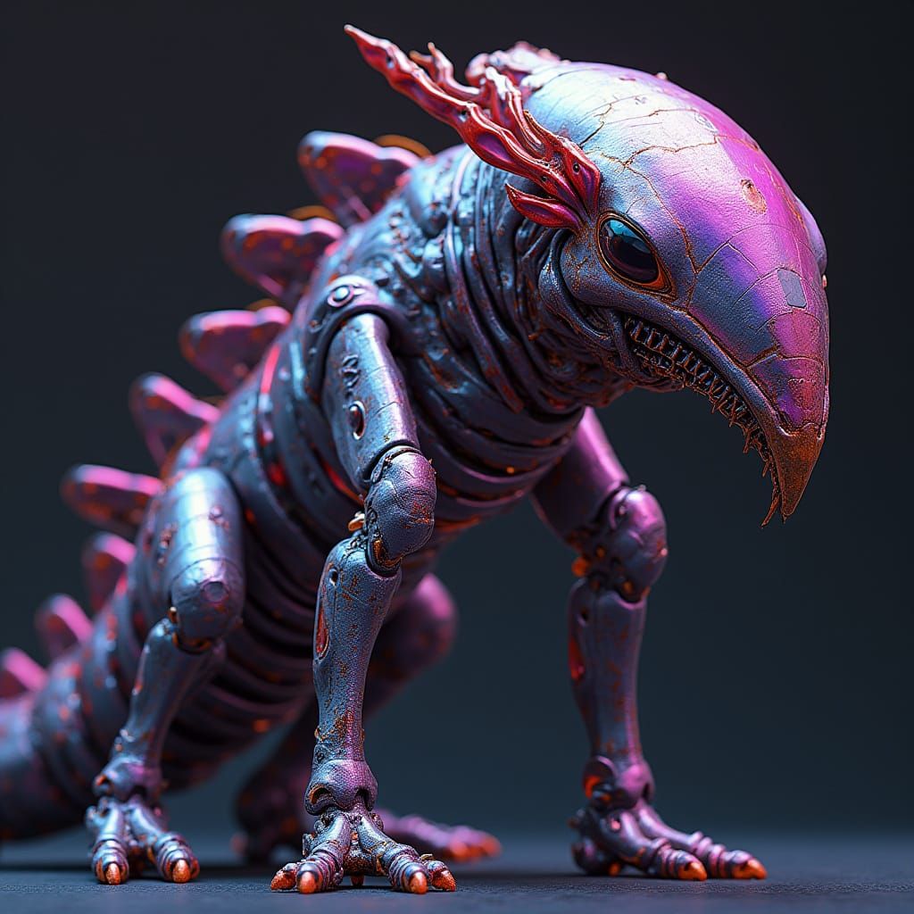 Cyberpunk Animal with Brainrot Texture and Neon Colors