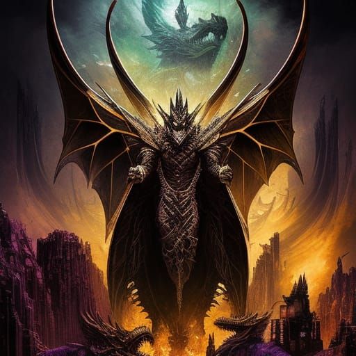Dieselpunk Black Dragon in Dark Academia Style