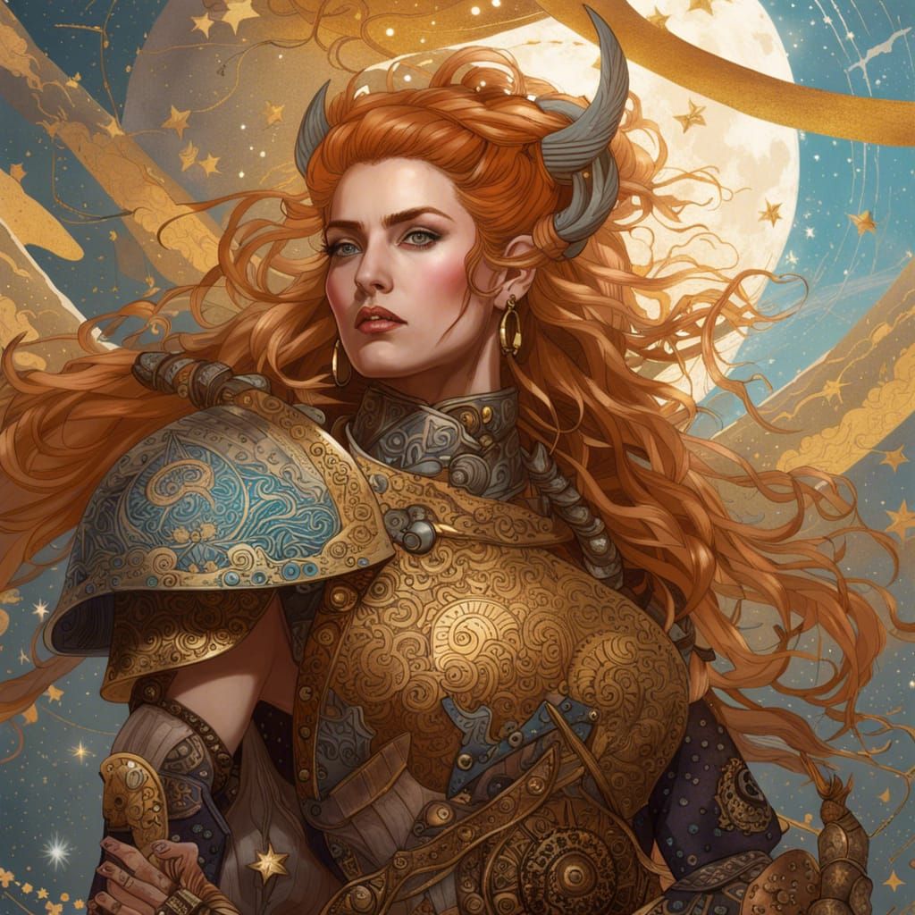 Viking Berserker Woman in Celestial Armor