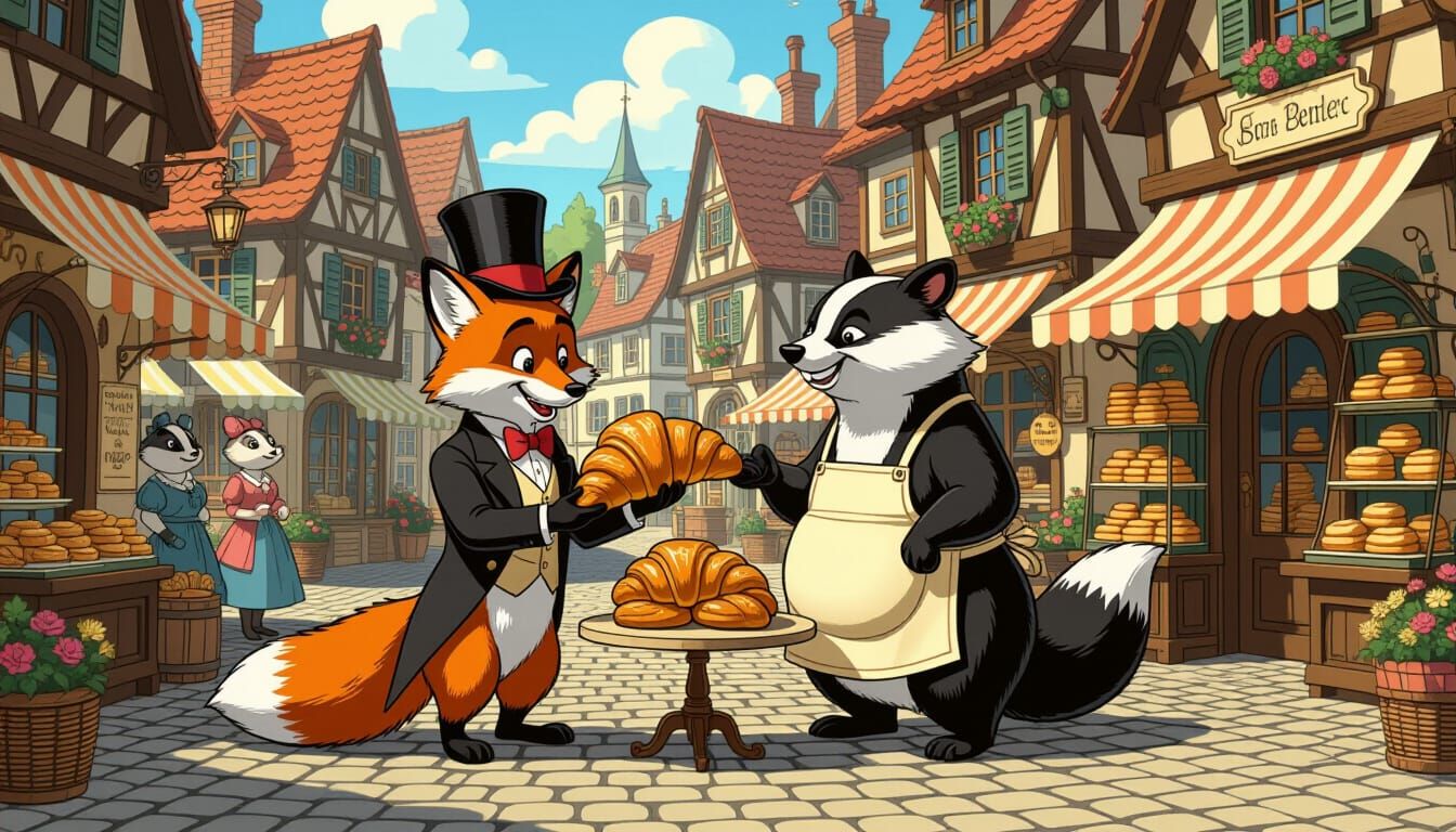 Victorian Animal Village Market Scene