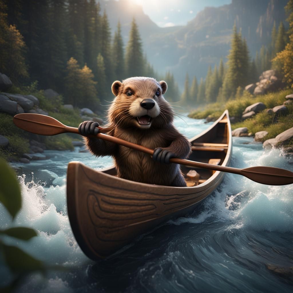 Beaver Braves Rapids: Detailed Matte Painting