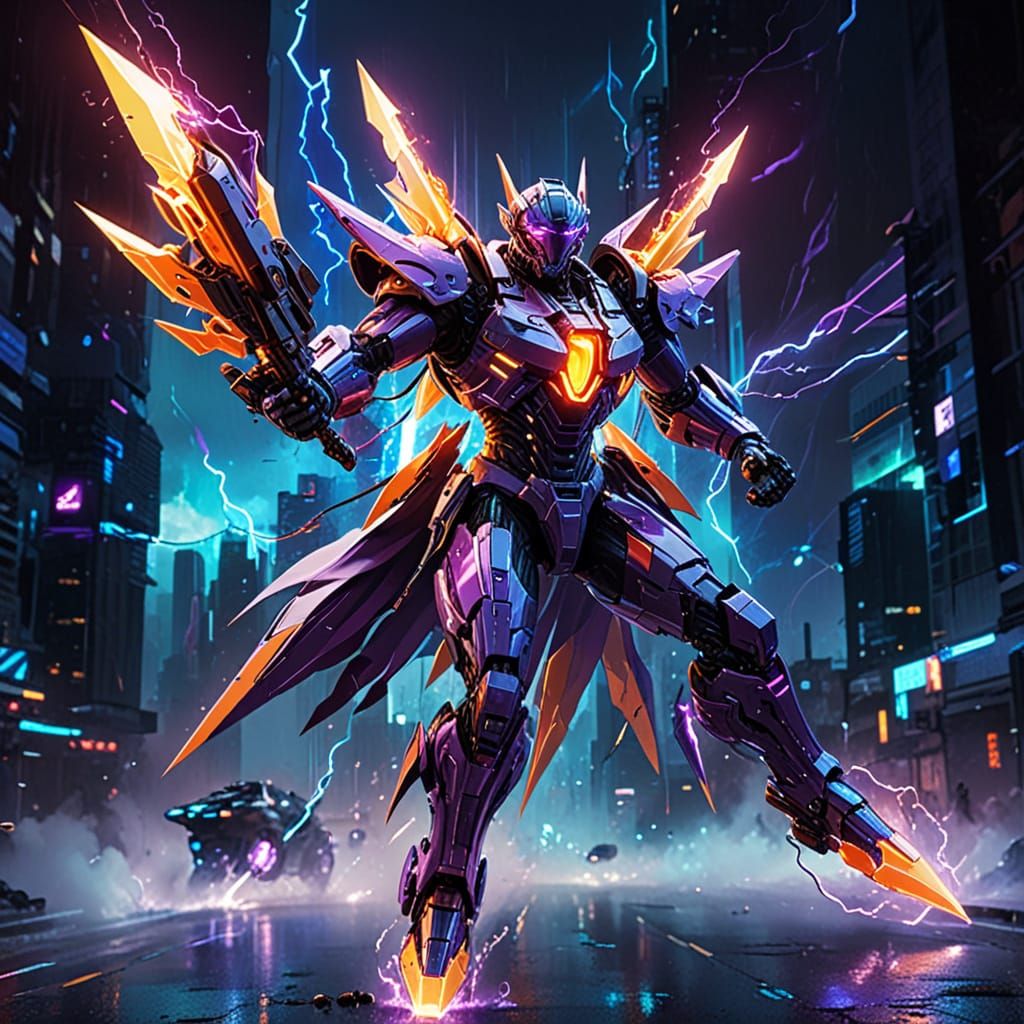 Cyberpunk Foes Engage in Futuristic Street Battle