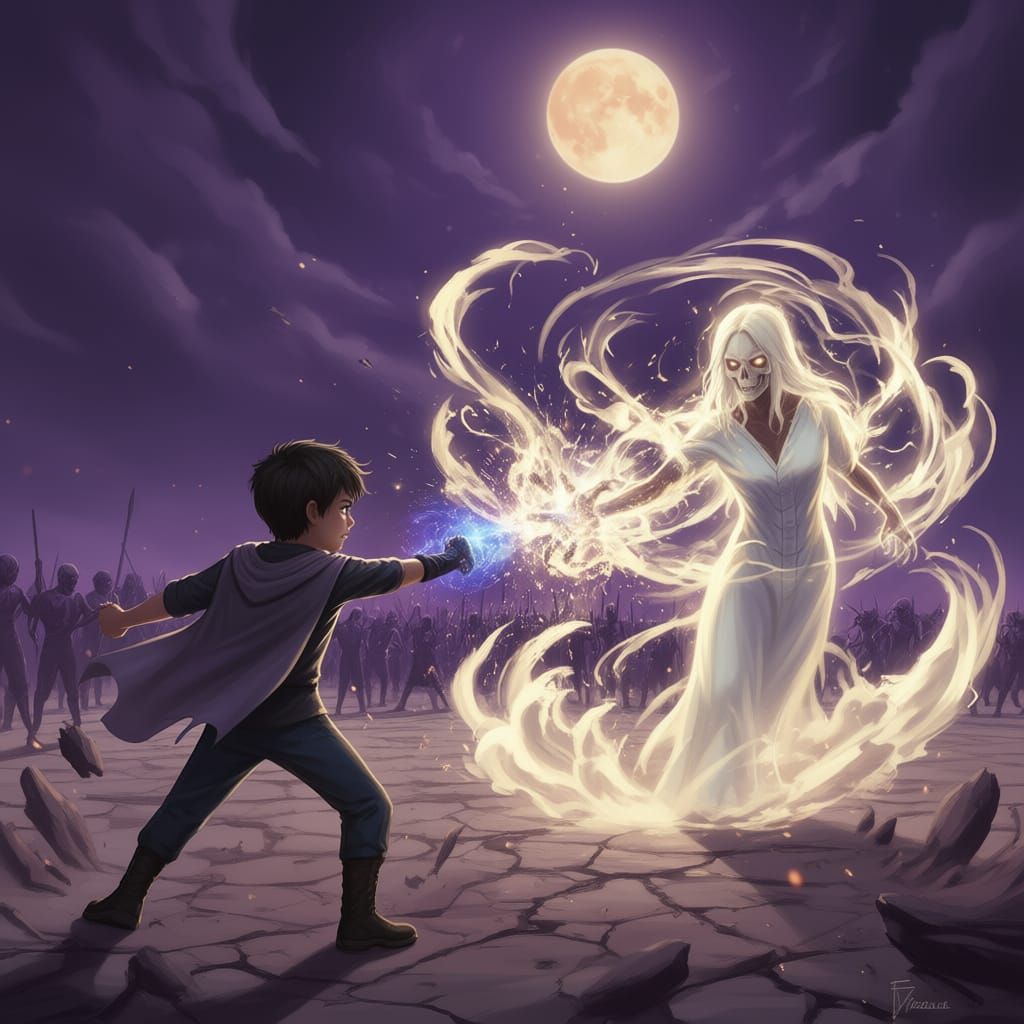 Epic Battle: Hero Confronts Mysterious Antagonist