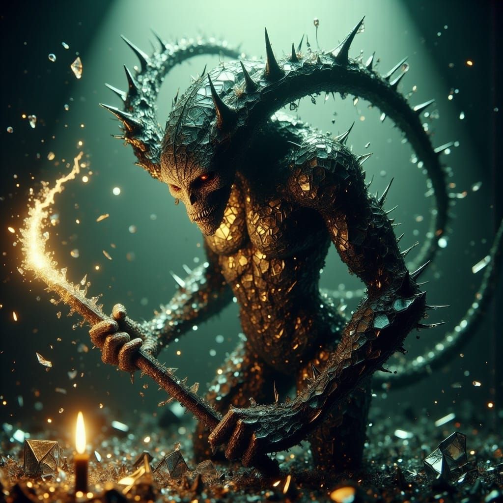 Cracked Glass Abomination Wielding Dark Energy