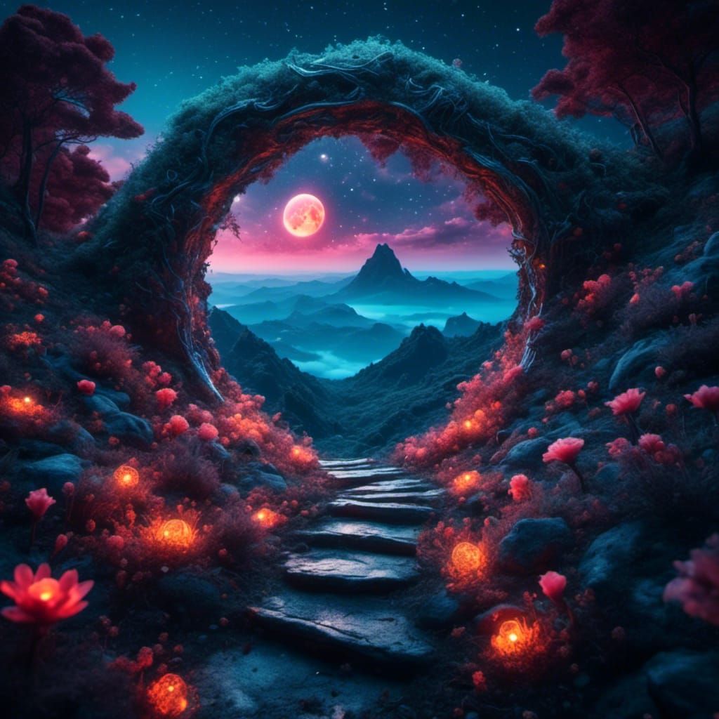 Luminescent Coral Path to Neon Portal