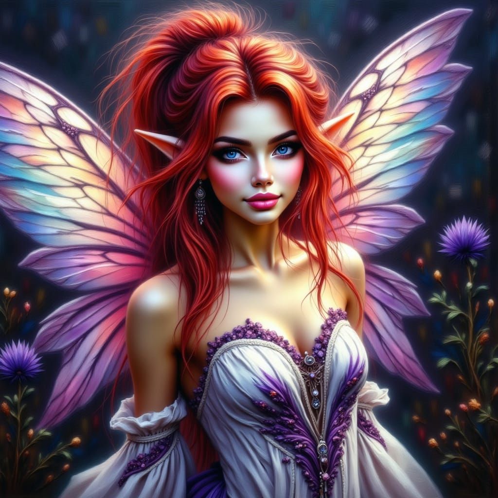 Glowing Fairy in Dark Fantasy Oil Painting