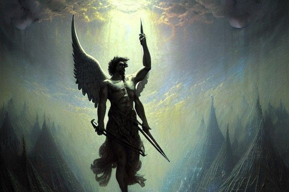 male angel warrior character ethereal fantasy hyperdetailed mist Thomas Kinkade