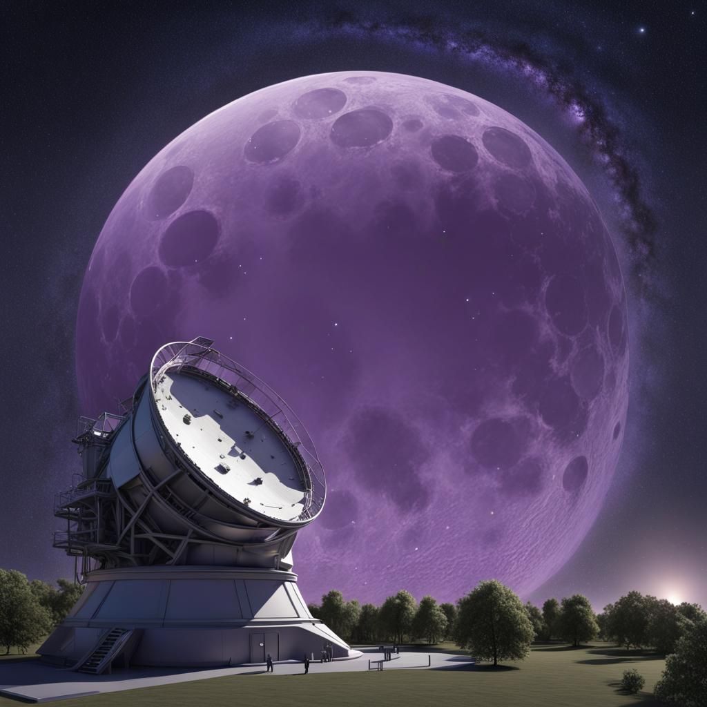 Space Telescope Under Violet Sky: Digital Art