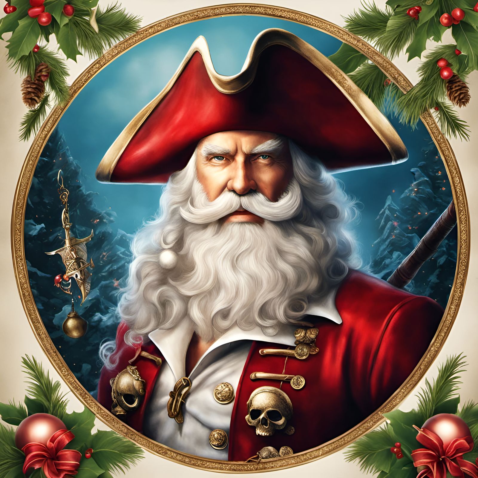 Santa Claus as Pirate: Holiday Botanical Illustration