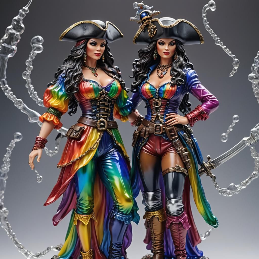Rainbow pirates glass figurine s
