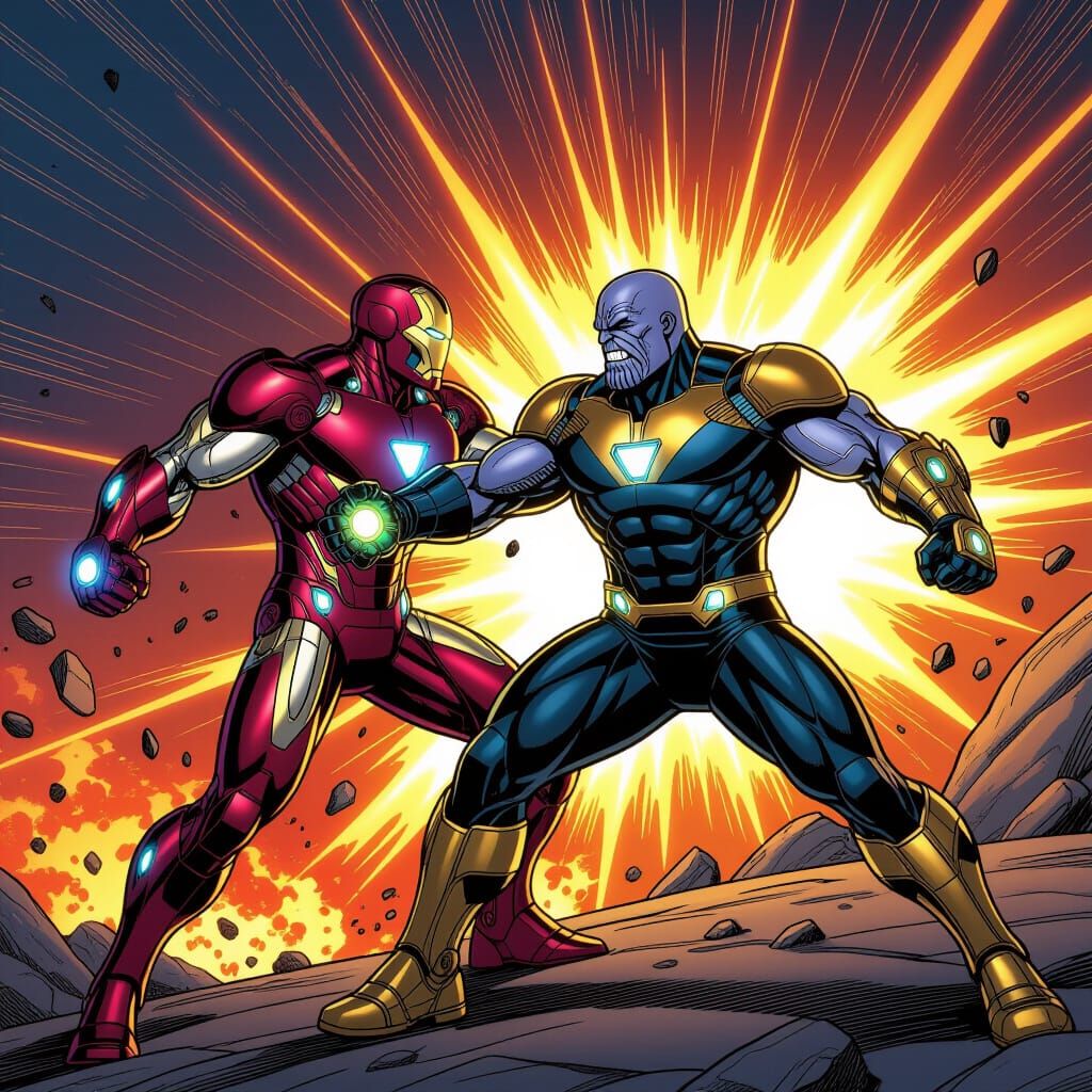 Iron Man vs Thanos: Explosive Comic Book Battle
