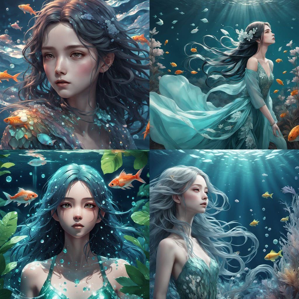 Anime Nymph Dives into the Abyss with Shimmering Fish Scales