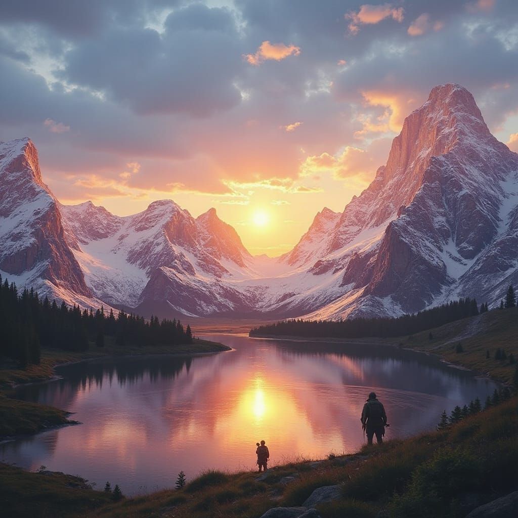 Majestic Summit Sunrise in a Fantastical Winter Landscape