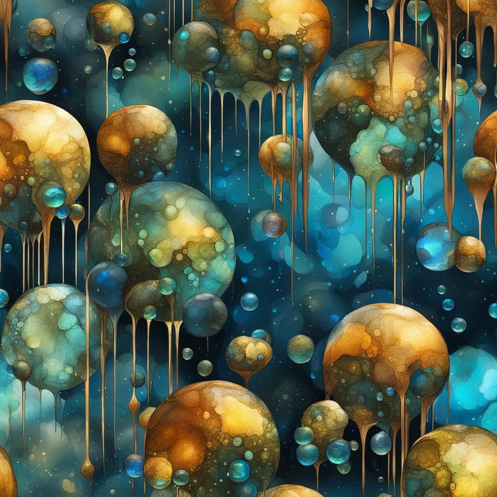 Abstract Labradorite Landscape with Warm Bubbles