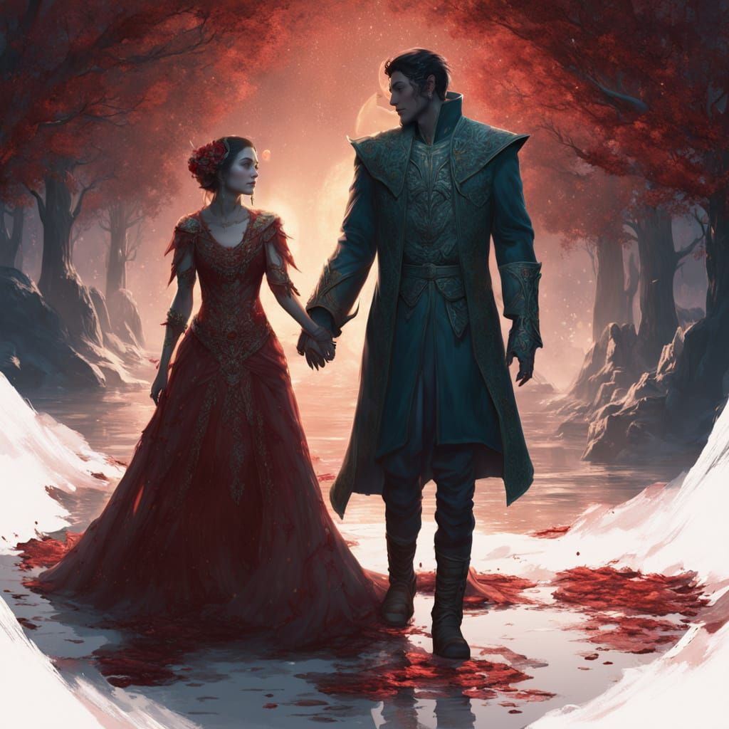 Fantastical Blood Moon Wedding in Intricate Detail