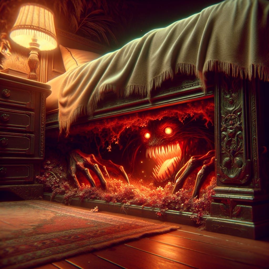 Monster Under Bed in Dark Fantasy Style