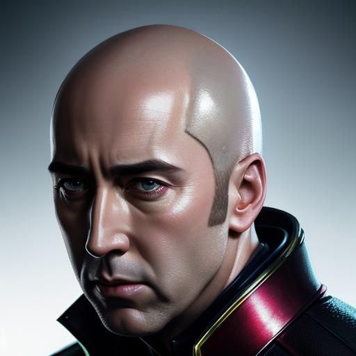 Nicolas Cage as Professor X: Hyperrealistic Portrait