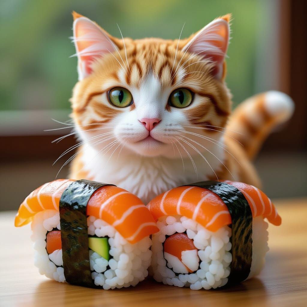 Realistic Sushi Cat: Culinary Art