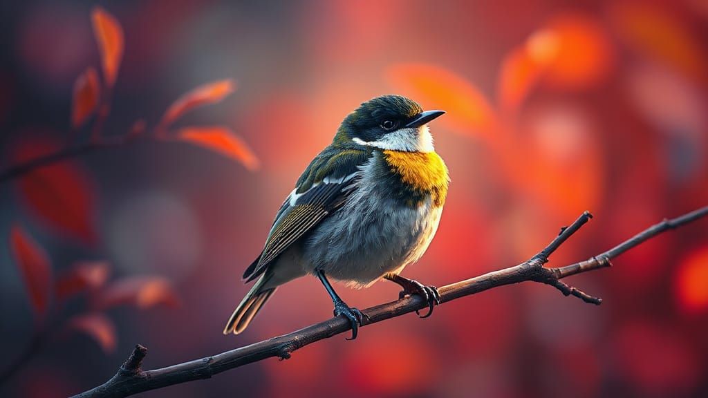 Colorful Shrike-Tanager Portrait in Detailed Wildlife Art St...