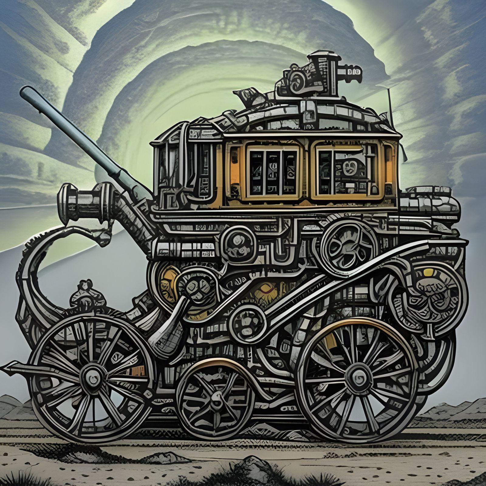 Psychedelic Steampunk Cloud Car: Star Wars Inspired