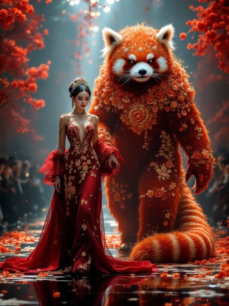 Elegant Regal Woman Embodies High-Fashion Surrealism with Em...