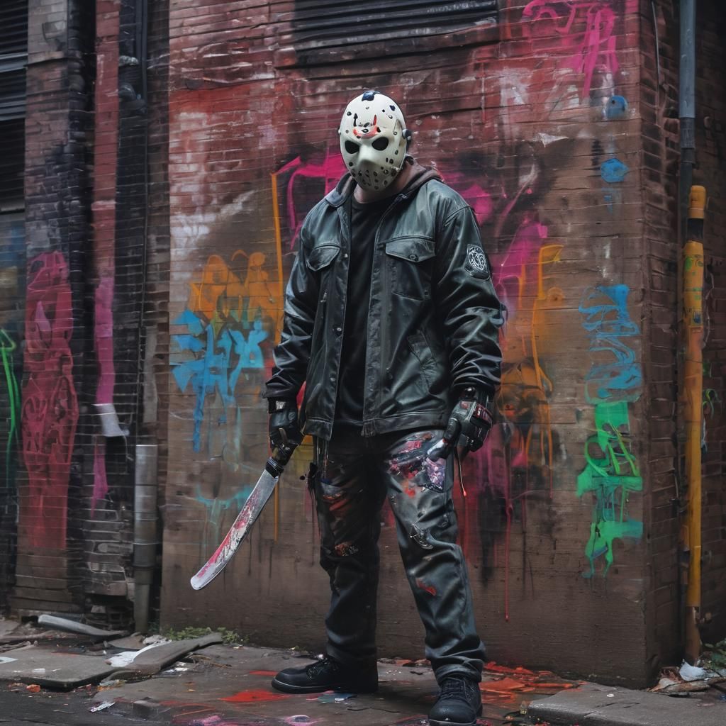 Jason Voorhees in Neo-Expressionist Graffiti Style