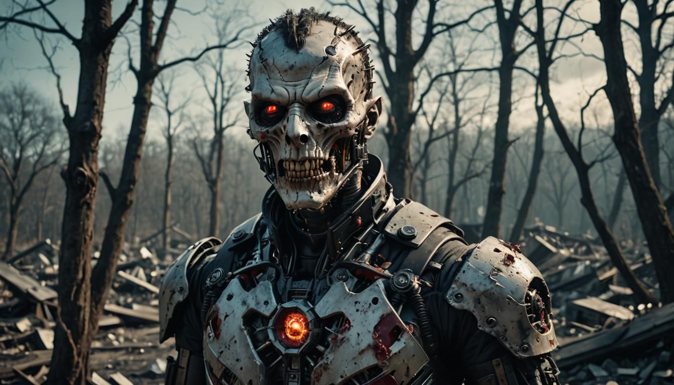 Cyborg Vampire in Decayed Reality: Cinematic Still