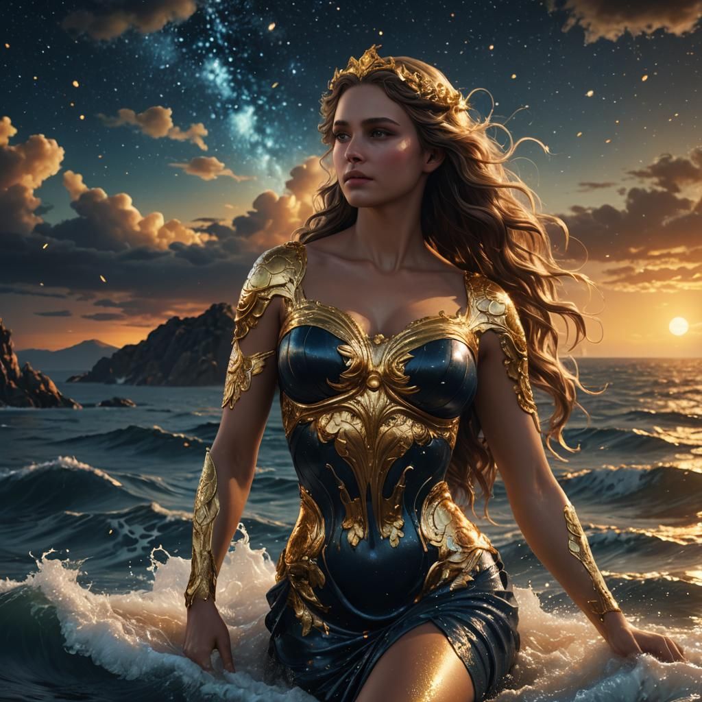 Aphrodite Rises from the Starry Sea: Digital Matte Painting