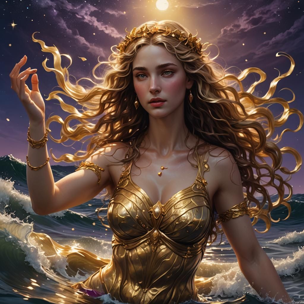 Aphrodite Rises: Hyper-Realistic Sea Goddess Portrait