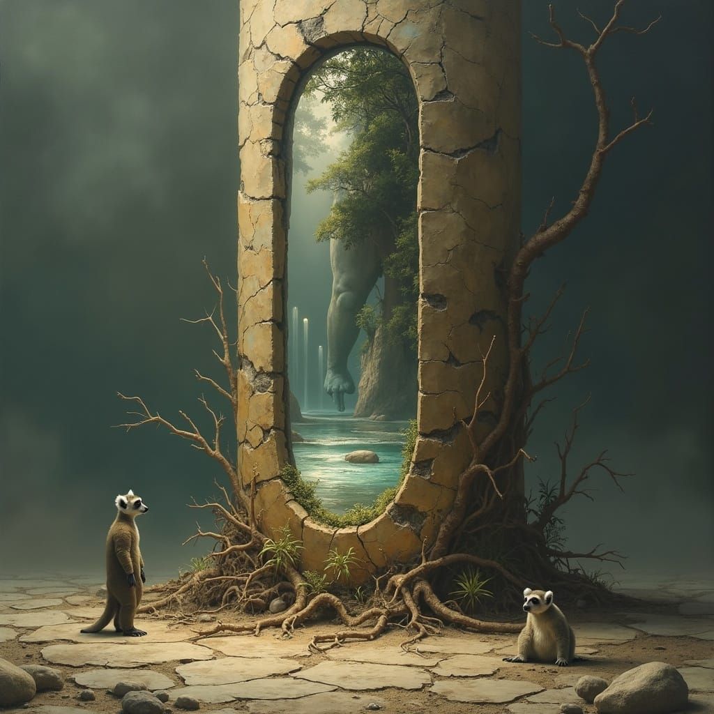 Surreal Fossil Structure with Inner Worlds and Lemur Scienti...