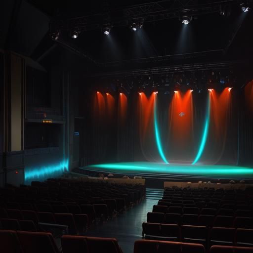 Contemporary Theater Stage in Dynamic Lighting