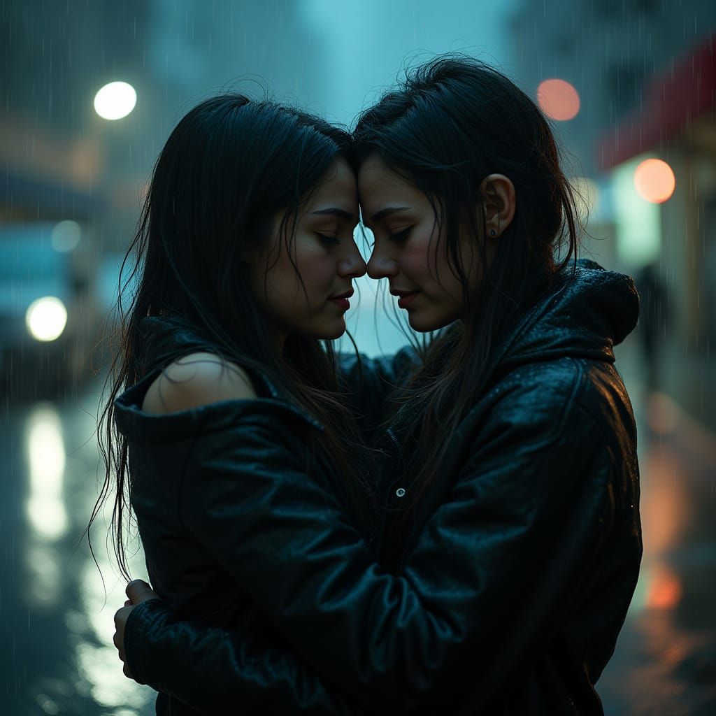 Emotional Embrace in Heavy Rain, Cinematic Style
