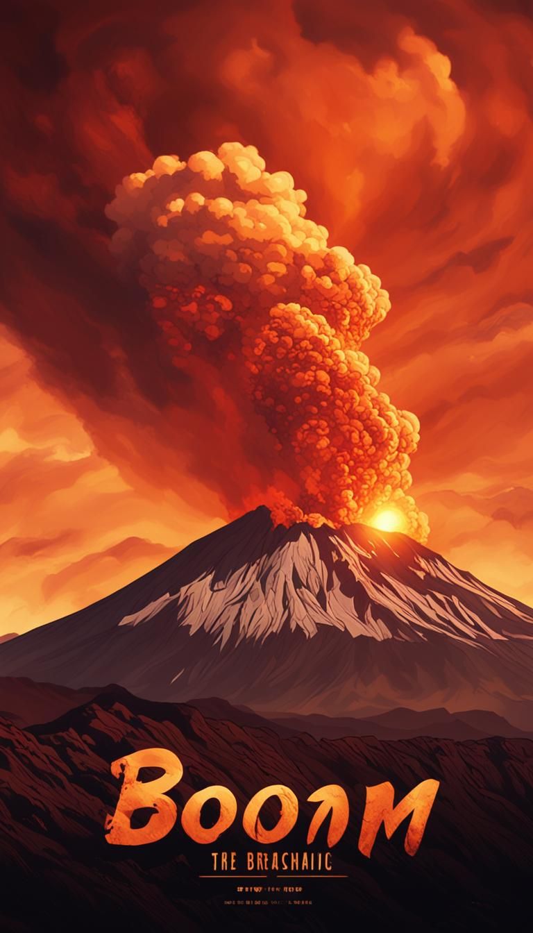 Volcano Eruption at Sunset: "Boom!" in Smoke