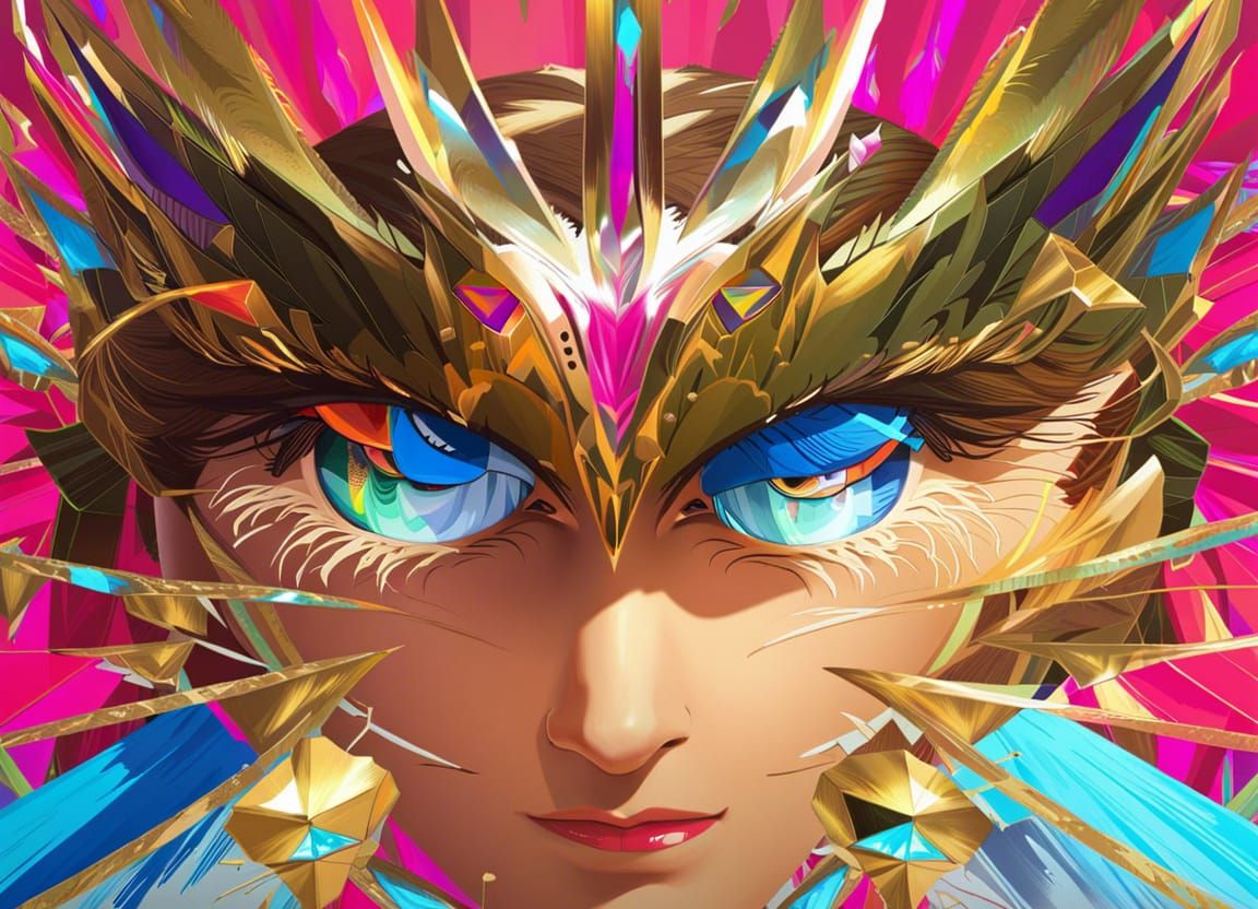 Dramatic Hyperrealistic Face in Colorful Splash Art