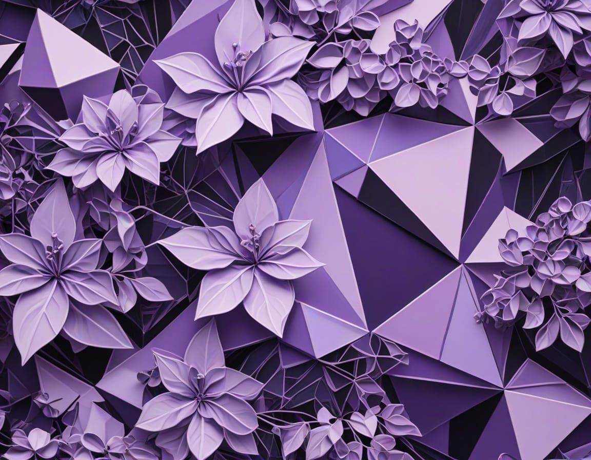Jungle Lilac Geometric Abstract Art