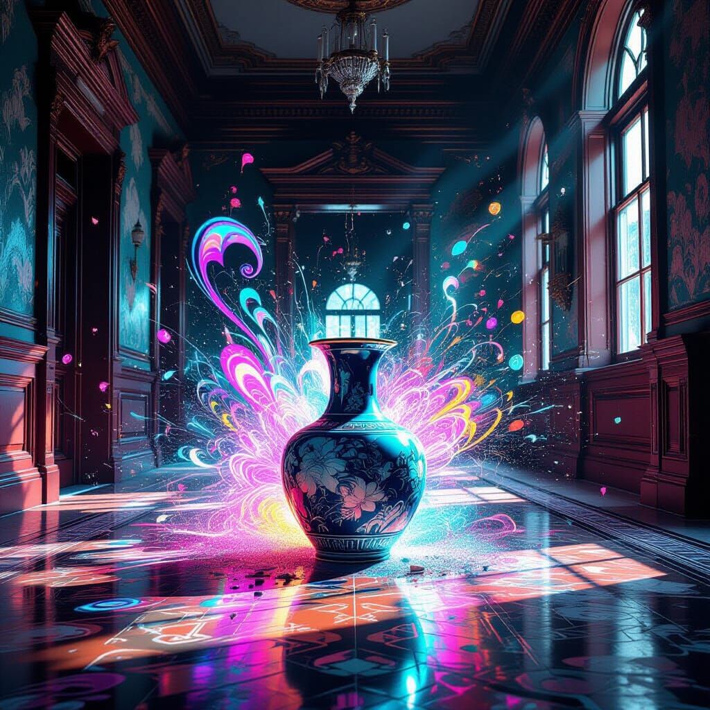 Psychedelic Vase Shatters in Victorian Mansion