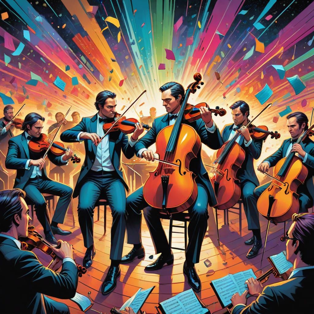 Elegant String Orchestra Performs Vibrant Rock Concert