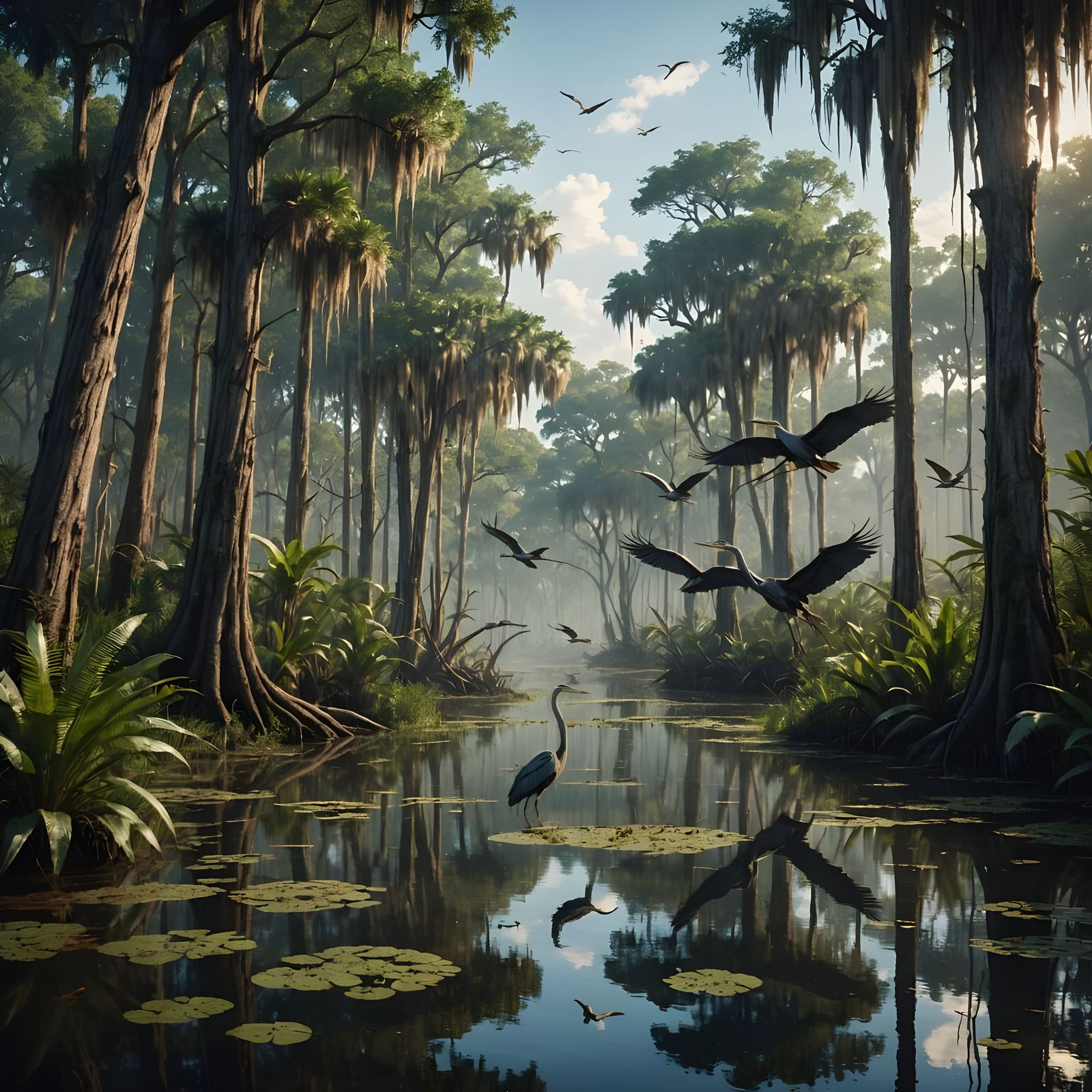 Birds of a Cypress Swamp in Vibrant Color