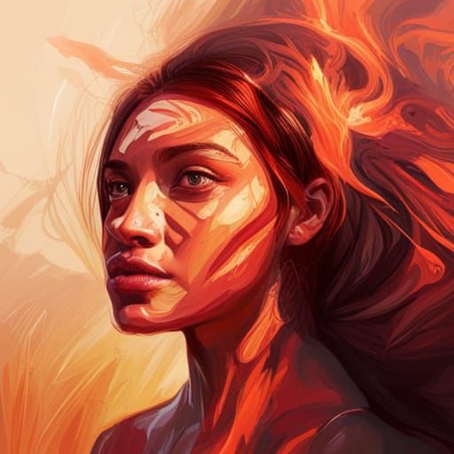 Surreal Hyperrealistic Portrait of a Woman in Flames